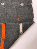 Italian Leaf and Floral Wool-Like Jacquard Jacket Weight - Grey / Orange / Off-White