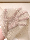 Italian Unique Embroidered Wool Gauze - Beige