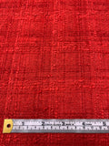 Italian Plaid Slubbed Tweed Suiting - Red