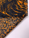 Made in Switzerland Printed Chenille Brocade-Like Suting - Pumpkin Orange / Black