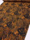 Made in Switzerland Printed Chenille Brocade-Like Suting - Pumpkin Orange / Black