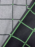 Italian Reversible Windowpane Jacket Weight Coating - Black / Green / Grey