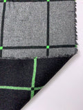 Italian Reversible Windowpane Jacket Weight Coating - Black / Green / Grey