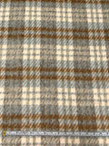 Italian Plaid Brushed Mohair-Like Jacket Weight Coating - Seafoam / Caramel / Ivory