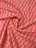 Italian Broken Herringbone Yarn-Dyed Wool Coating - Red / Ivory