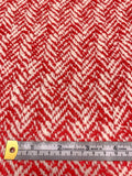 Italian Broken Herringbone Yarn-Dyed Wool Coating - Red / Ivory