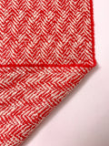 Italian Broken Herringbone Yarn-Dyed Wool Coating - Red / Ivory