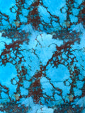 Italian Marble Inspired Printed Silk-Cotton Voile - Turquoise Blue / Dark Brown