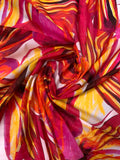 Italian Bold Floral Petals Printed Lightweight Cotton Lawn - Magenta / Red / Marigold / White