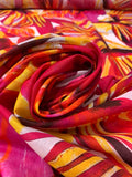 Italian Bold Floral Petals Printed Lightweight Cotton Lawn - Magenta / Red / Marigold / White