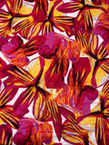 Italian Bold Floral Petals Printed Lightweight Cotton Lawn - Magenta / Red / Marigold / White