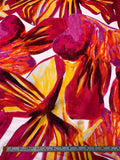 Italian Bold Floral Petals Printed Lightweight Cotton Lawn - Magenta / Red / Marigold / White