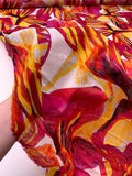 Italian Bold Floral Petals Printed Lightweight Cotton Lawn - Magenta / Red / Marigold / White