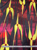 Italian Elongated Floral Petals Printed Lightweight Cotton Lawn - Red / Yellow / Wine Red / Black