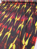 Italian Elongated Floral Petals Printed Lightweight Cotton Lawn - Red / Yellow / Wine Red / Black