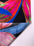 Italian Italian Large Petals Printed Silk-Cotton Challis - Blue / Neon Coral / Magenta / Black