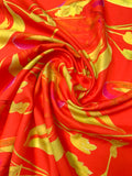 Italian Exotic Petals Printed Silk-Cotton Challis - Orange / Yellow / Magenta