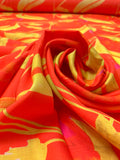 Italian Exotic Petals Printed Silk-Cotton Challis - Orange / Yellow / Magenta