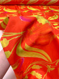 Italian Exotic Petals Printed Silk-Cotton Challis - Orange / Yellow / Magenta