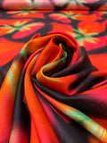 Italian Hazy Floral Petals Printed Silk-Cotton Challis - Orange / Green / Black / Purples