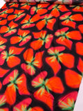 Italian Hazy Floral Petals Printed Silk-Cotton Challis - Orange / Green / Black / Purples