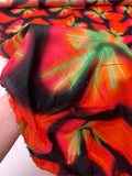 Italian Hazy Floral Petals Printed Silk-Cotton Challis - Orange / Green / Black / Purples