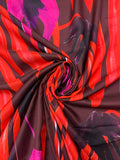 Italian Willowing Floral Printed Silk-Cotton Challis - Neon Coral / Wine Red / Orchid Pink