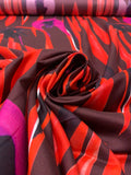 Italian Willowing Floral Printed Silk-Cotton Challis - Neon Coral / Wine Red / Orchid Pink