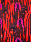 Italian Willowing Floral Printed Silk-Cotton Challis - Neon Coral / Wine Red / Orchid Pink