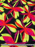 Italian Large Floral Petals Printed Silk-Cotton Challis - Flourescent Neon Orange / Lime / Magenta