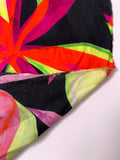 Italian Large Floral Petals Printed Silk-Cotton Challis - Flourescent Neon Orange / Lime / Magenta