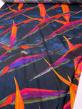 Italian Flying in the Dark Printed Silk-Cotton Challis - Navy / Orange / Magenta / Multicolor