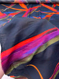 Italian Flying in the Dark Printed Silk-Cotton Challis - Navy / Orange / Magenta / Multicolor