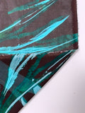 Italian Inflated Floral Printed Silk Chiffon - Aqua / Evergreen / Eggplant Brown