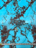 Italian Marble Inspired Printed Silk Chiffon - Turquoise Blue / Burgundy