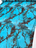 Italian Marble Inspired Printed Silk Chiffon - Turquoise Blue / Burgundy