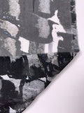 Italian Graphic Printed Silk Chiffon - Grey / Black / Off-White / Blue