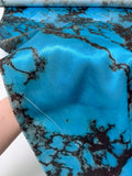 Italian Marble Inspired Printed Polyester Satin - Turquoise Blue / Burgundy