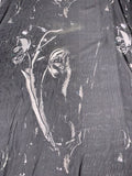 Italian Dark Abstract Printed Silk Chiffon Panel - Black / Off-White / Grey