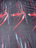 Italian Bold Abstract Printed Stretch Silk Chiffon Panel - Black / Red / Blue / Evergreen