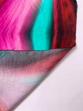 Italian Hazy Abstract Printed Silk-Rayon Challis Panel - Orange / Magenta / Aquamarine / Black