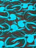 Italian Inflated Floral Printed Silk-Cotton Lawn Voile with Slight Shantung Weave - Aqua / Evergreen / Brown