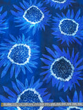 Italian Sunflower Inspired Printed Silk-Cotton Lawn Voile with Slight Shantung Weave - Blue / White