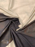 Italian Split Moons Printed Silk-Cotton Lawn Voile with Light Shantung Weave Panel - Beige / Brown