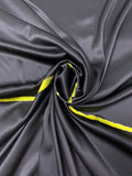 Italian Simplistic Streak Printed Stretch Silk Charmeuse Panel - Black / Yellow / White