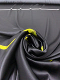 Italian Simplistic Streak Printed Stretch Silk Charmeuse Panel - Black / Yellow / White