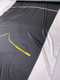 Italian Simplistic Streak Printed Stretch Silk Charmeuse Panel - Black / Yellow / White