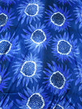 Italian Sunflower Inspired Printed Stretch Silk Charmeuse - Blue / White