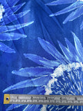 Italian Sunflower Inspired Printed Stretch Silk Charmeuse - Blue / White