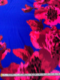 Vibrant Hazy Floral Matte-Side Printed Silk Charmeuse - Indigo Blue / Magenta / Wine Berry